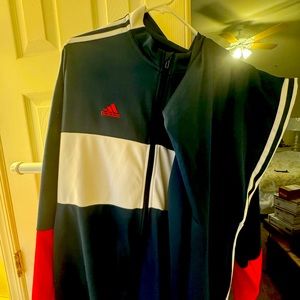 Adidas Ted, Whit, and Blue Sweatsuit